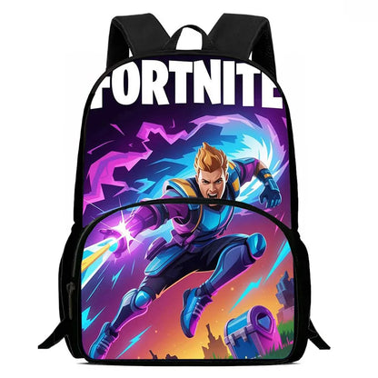 15 Inch Fortnite Cartoon Backpack Unisex for Boys Girls with Front Pocket Lightweight Student School Bookbag Large Capacity