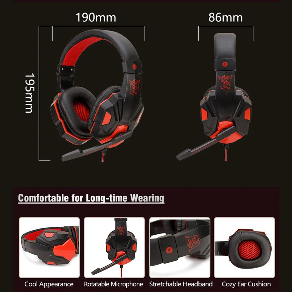 Professional Wired Gaming Headset with Noise Cancelling Microphone, Stereo Gaming Headphones with 3.5mm Audio Jack for PS5, PS4, PC, Laptop & Mobile