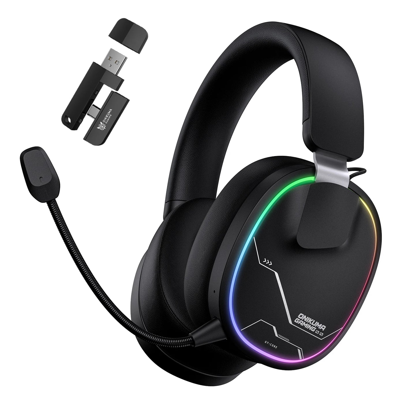 ONIKUMA GT808 Wireless Gaming Headset with 45dB Active Noise Cancelling, Hi-Res Audio, 2.4GHz, Bluetooth 5.3, Wired, 60H Battery for PC, PS5 & Switch