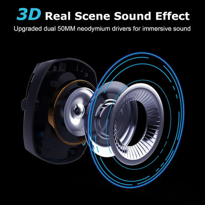 Gaming Headset with Detachable Noise Cancelling Microphone – 3 Mode Wireless Bluetooth 5.3 2.4G USB & 3.5mm Wired Gaming Headset with 50mm Drivers