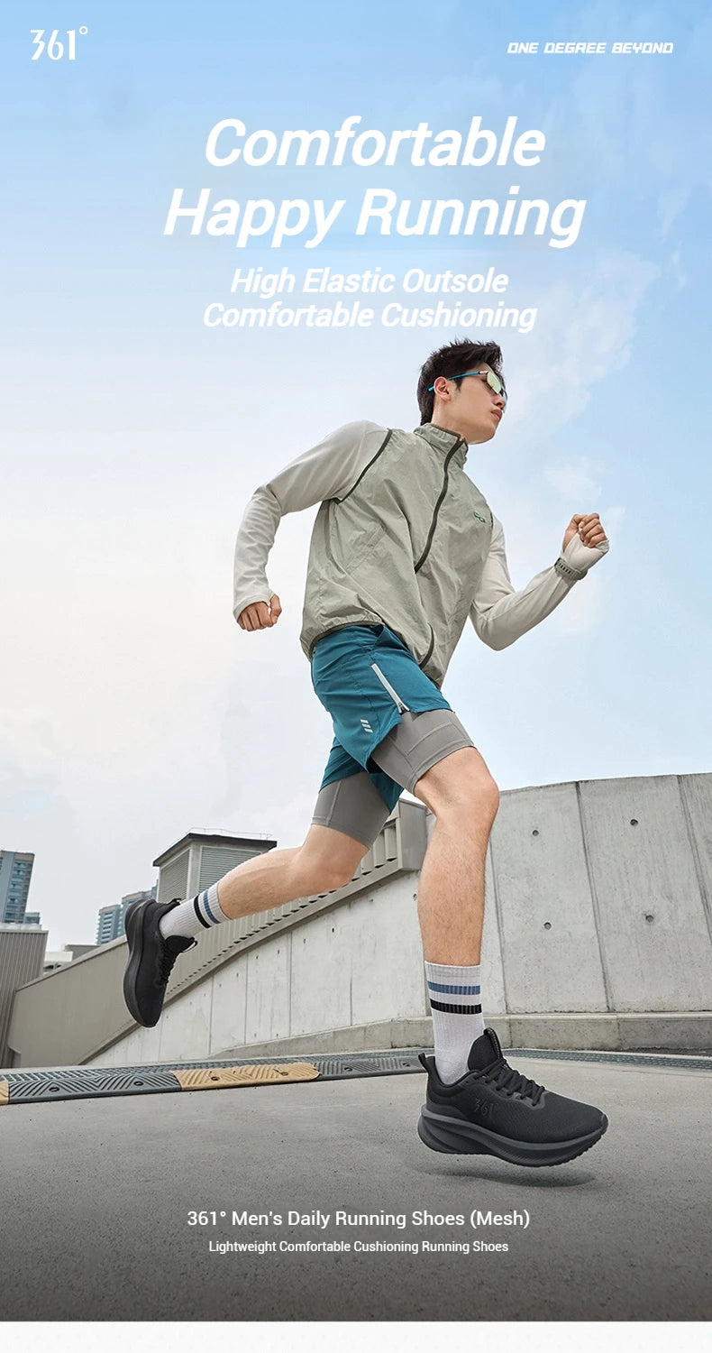 361 Degrees Fengye 5.0 Running Shoes Lightweight Wear Resistant Shock Absorb Breathable Soft Soled Male Sneakers 672542210F