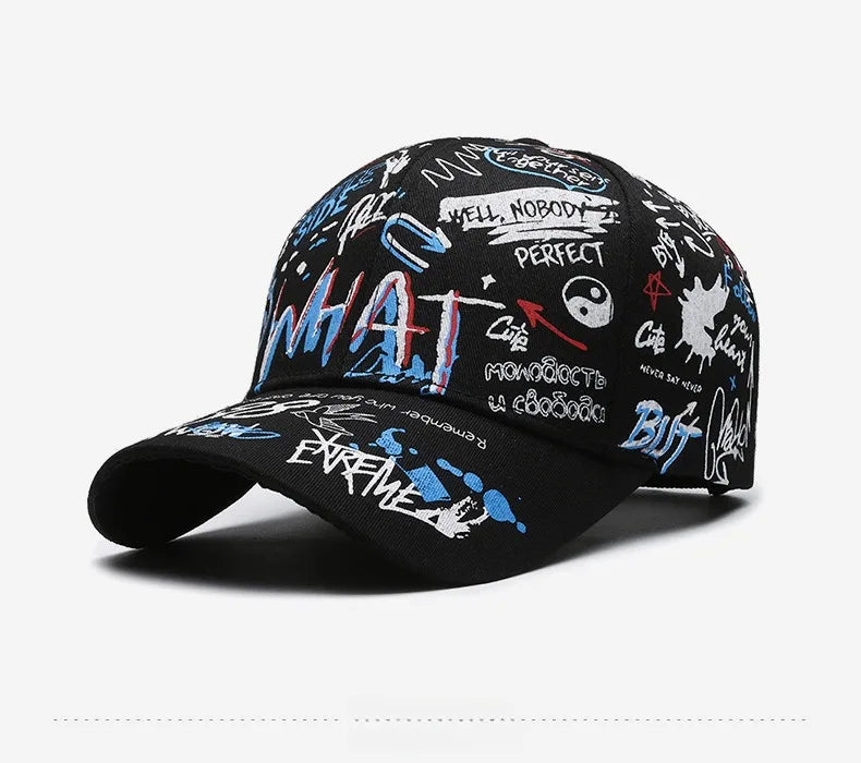 New Fashion Women Men Graffiti Cotton Baseball Cap Unisex Printed Snapback Hat Hip Hop Trendy Outside Cap Hat for Men Women