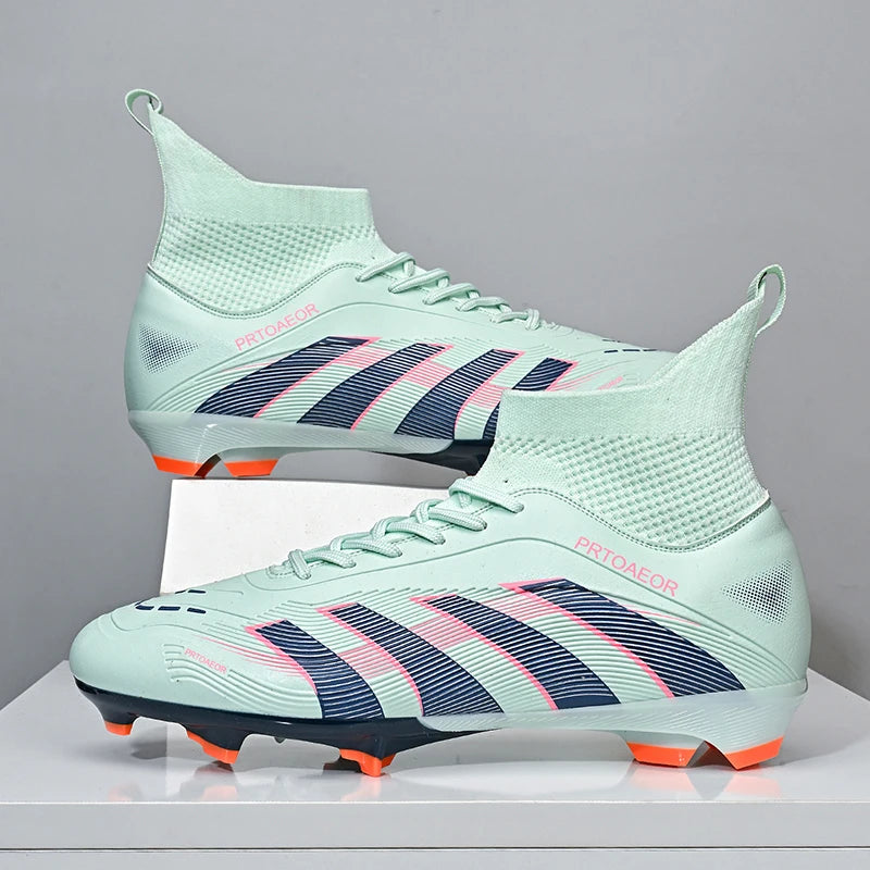 Nouvelles chaussures de football professionnelles pour hommes, crampons de football antidérapants TF/FG, baskets pour garçons, chaussures de sport confortables à la cheville, unisexes