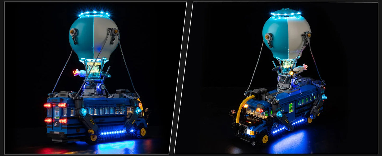 Conjunto de iluminação LED sem modelo, compatível com blocos de construção LEGO Fortnite Battle Bus 77073