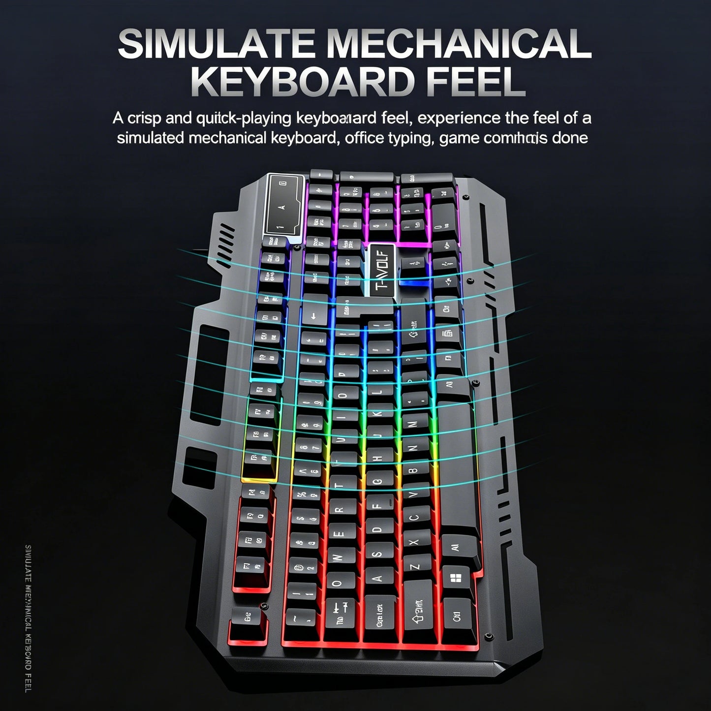 104 Keys Gaming Keyboard and Mouse Combo with RGB Backlit, All-Metal Panel Waterproof Light Up, USB Wired Computer Keyboards Gaming