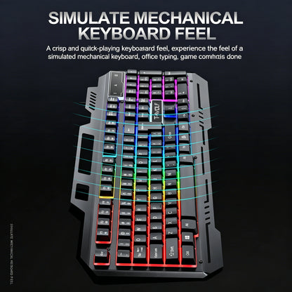 104 Keys Gaming Keyboard and Mouse Combo with RGB Backlit, All-Metal Panel Waterproof Light Up, USB Wired Computer Keyboards Gaming