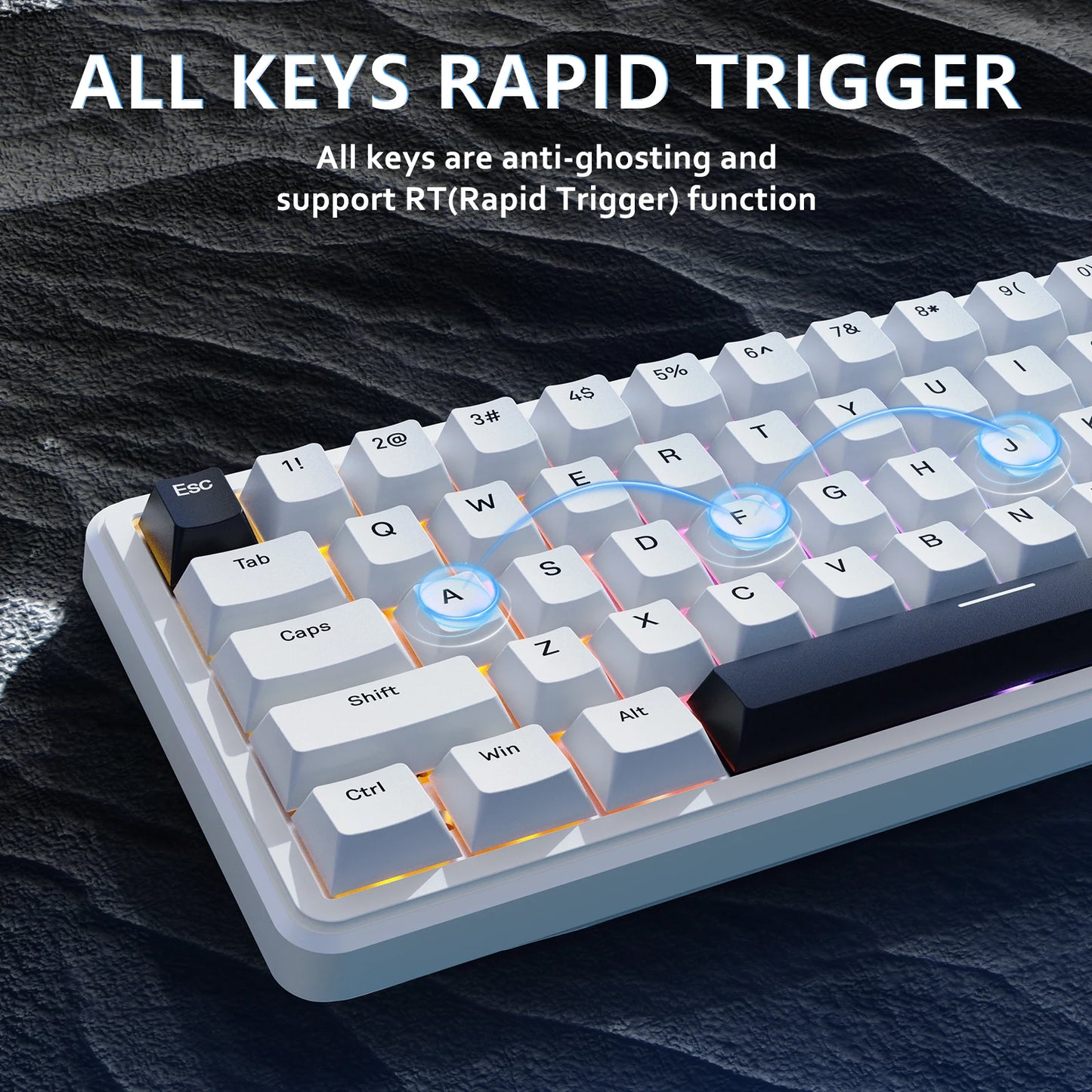 ATTACK SHARK X65 HE Magnetic Switch Rapid Trigger Keyboard, 65% Wired Gaming Keyboard with 8000Hz Polling Rate, Hall Effect RGB Mechanical Keyboard