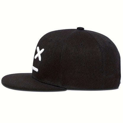 Cappellini unisex XX con ricamo a faccina sorridente, stile hip-hop, primavera-autunno, casual, regolabili, con chiusura a scatto, cappellini da baseball, cappellini parasole, cappellini sportivi