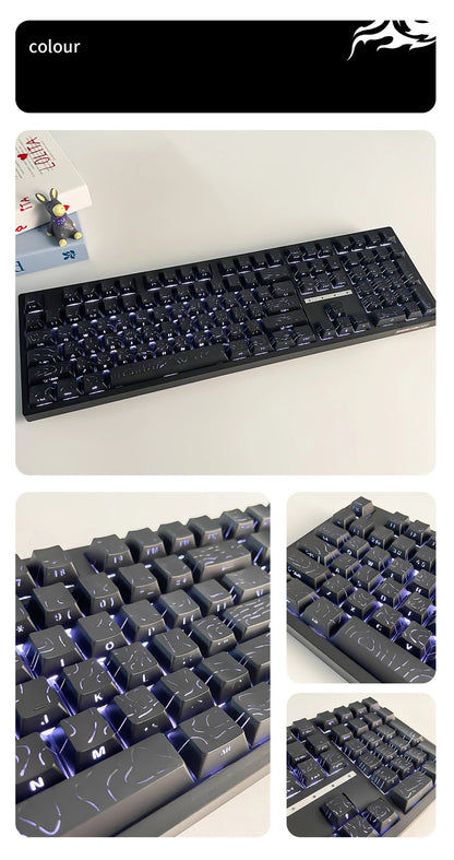 Topographic 4.0 Side Printed Keycaps Cherry Profile Double Shot PBT Keycaps for MX Switch Mechanical Keyboard with ISO Enter Shine Through Keycaps