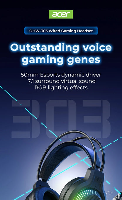 Auriculares gaming RGB con cable y micrófono – Sonido envolvente de baja latencia, iluminación RGB cool, aislamiento de ruido y ajuste cómodo