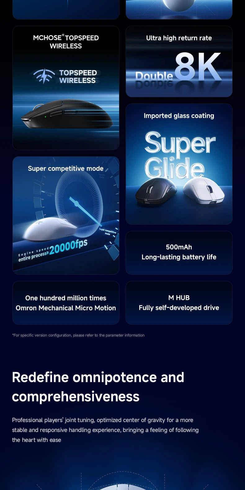 MCHOSE A7 V2 Ultra / Pro kevyt langaton pelihiiri Dual 8000Hz PAW3950 TI 42000DPI PC-e-urheilupelaajille