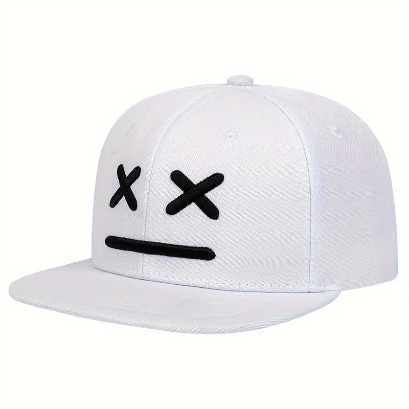 Cappellini unisex XX con ricamo a faccina sorridente, stile hip-hop, primavera-autunno, casual, regolabili, con chiusura a scatto, cappellini da baseball, cappellini parasole, cappellini sportivi