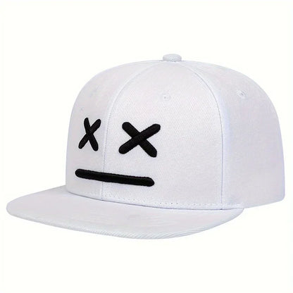 Cappellini unisex XX con ricamo a faccina sorridente, stile hip-hop, primavera-autunno, casual, regolabili, con chiusura a scatto, cappellini da baseball, cappellini parasole, cappellini sportivi