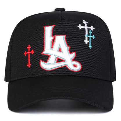 Unisex LA Letter Cross Embroidery Baseball Caps Spring and Autumn Outdoor Adjustable Casual Hats Sunscreen Hat Sports Cap