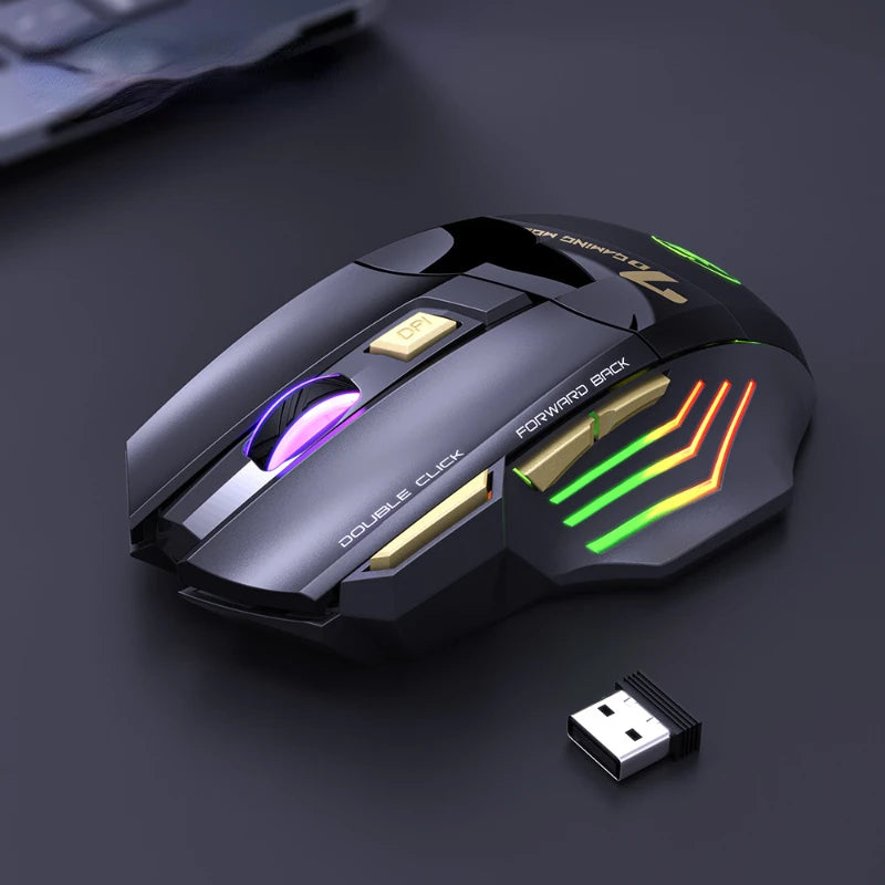 Rechargeable Bluetooth Wireless Mouse, 2.4G Silent Wireless Mouse with Adjustable DPI, RGB Breathing Light, 7 Buttons, Ergonomic Optical Mouse for Gaming & Office