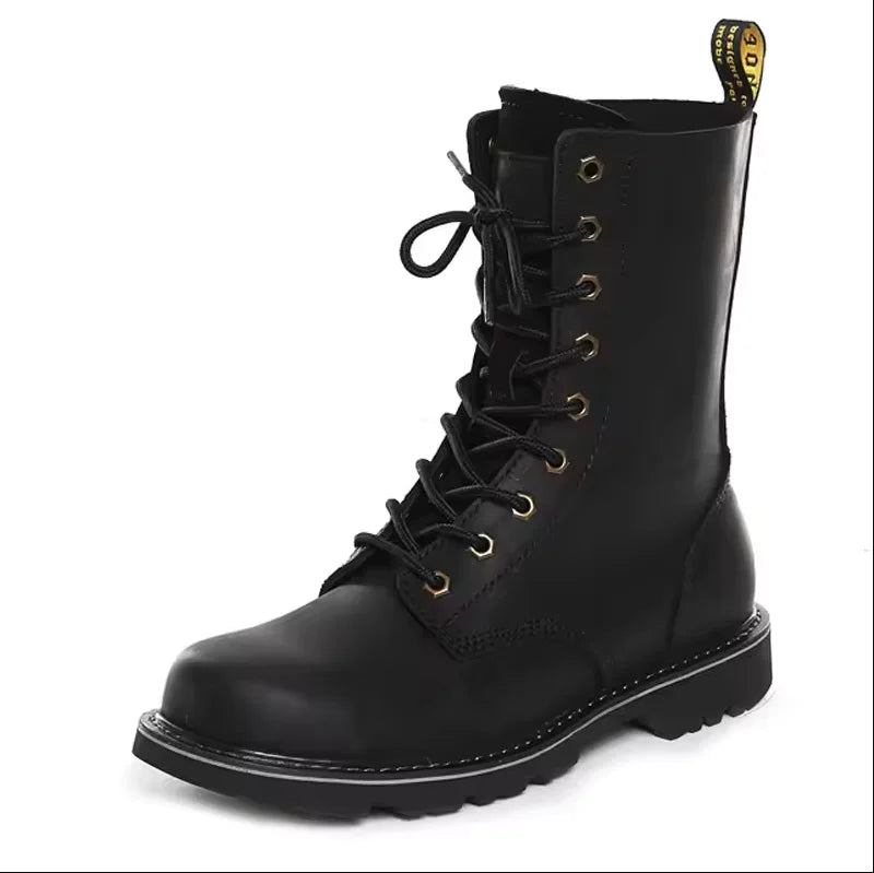 KOWM Scarpe da trekking da uomo in pelle bovina per attività all'aperto, impermeabili, tattiche, scarpe da deserto, stivali da caccia, stivali da neve, sneakers con pelliccia, scarpe da trekking da donna