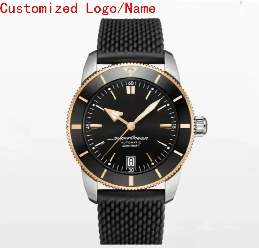 High luxury Superocean Wristwatch Automatic Mechanical Rose Gold Sport Watches Stainless Steel Black Ceramic Bezel Customized
