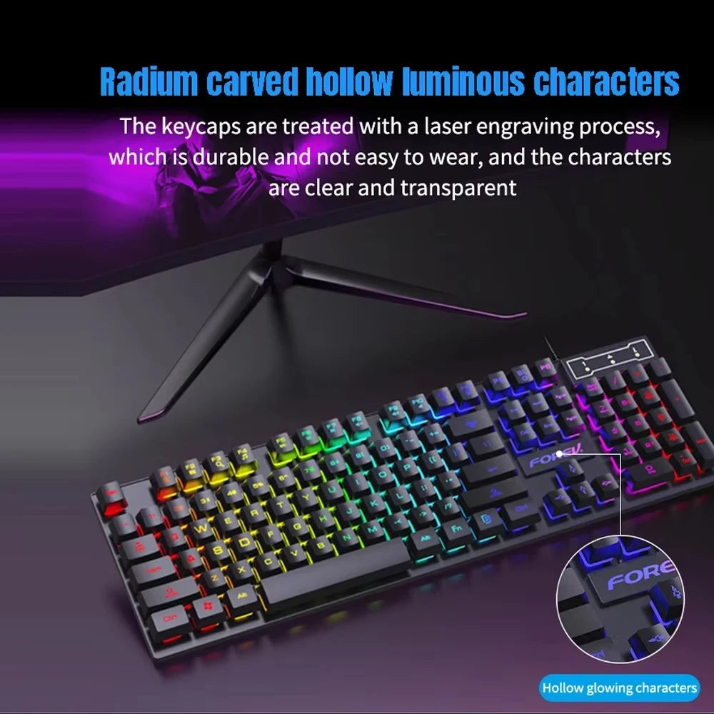 104 Keys USB Wired Keyboard RGB Mechanical Gaming Keyboard Ergonomic Esports Keyboard Computer Accessorie for Laptop Macbook