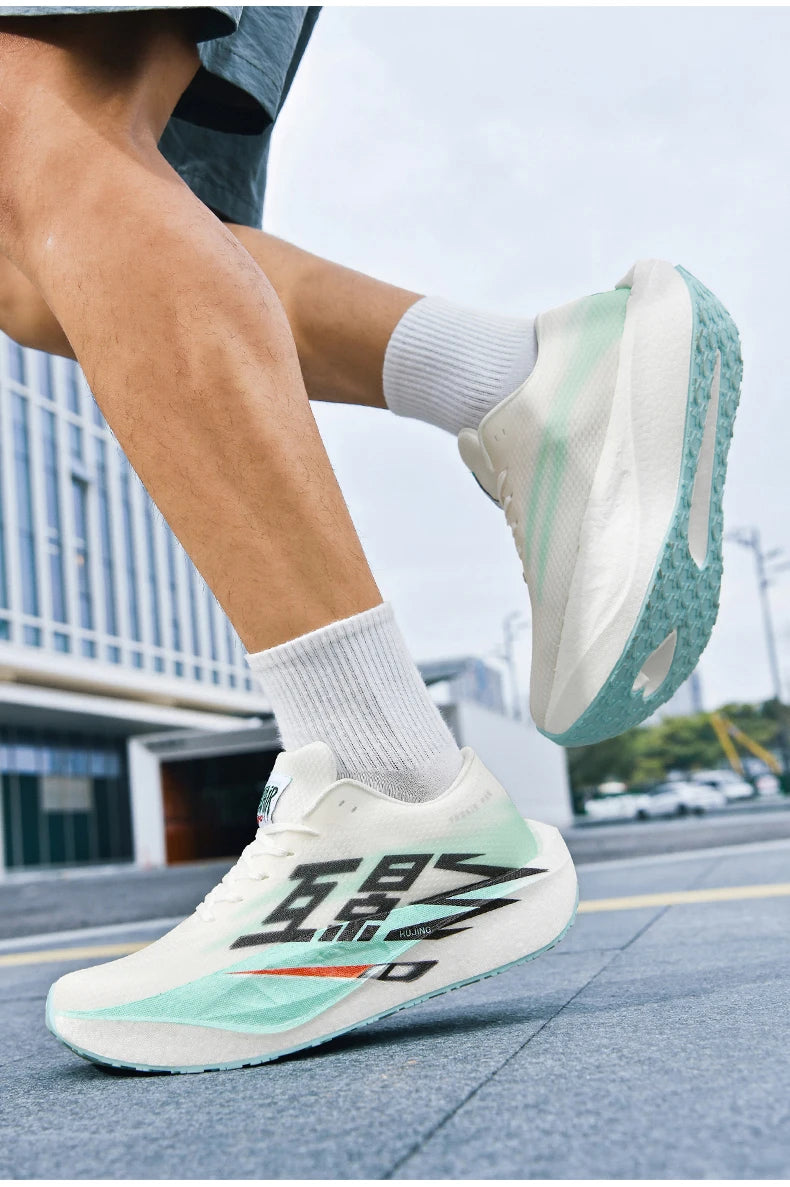 Chaussures de course pour homme, sportives, semelle en carbone, spécialisées, respirantes, légères, pour femme, confortables, athlétiques, antidérapantes, pour marathon