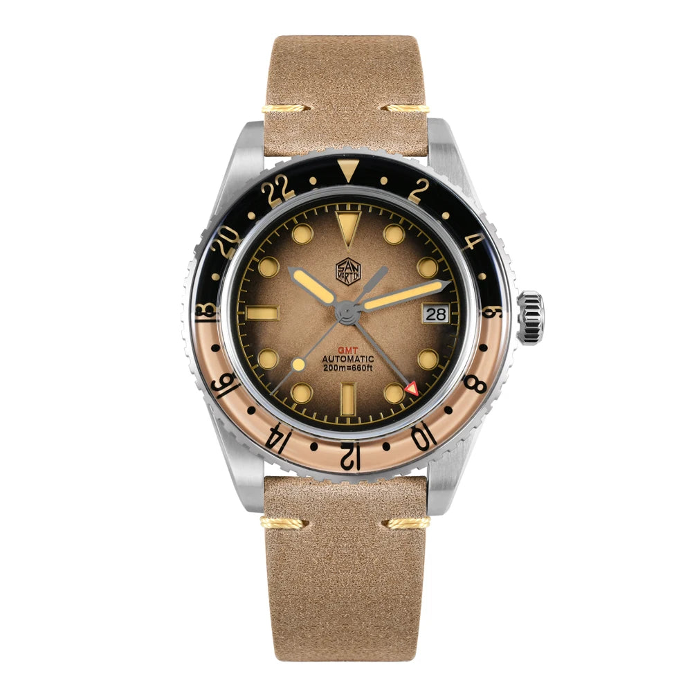 San Martin 2025 Men's Watches Retro NH34 GMT Sandwich Dial 40mm Bidirectional Sapphire Bezel Luxury Sports Watch 20Bar SN0134