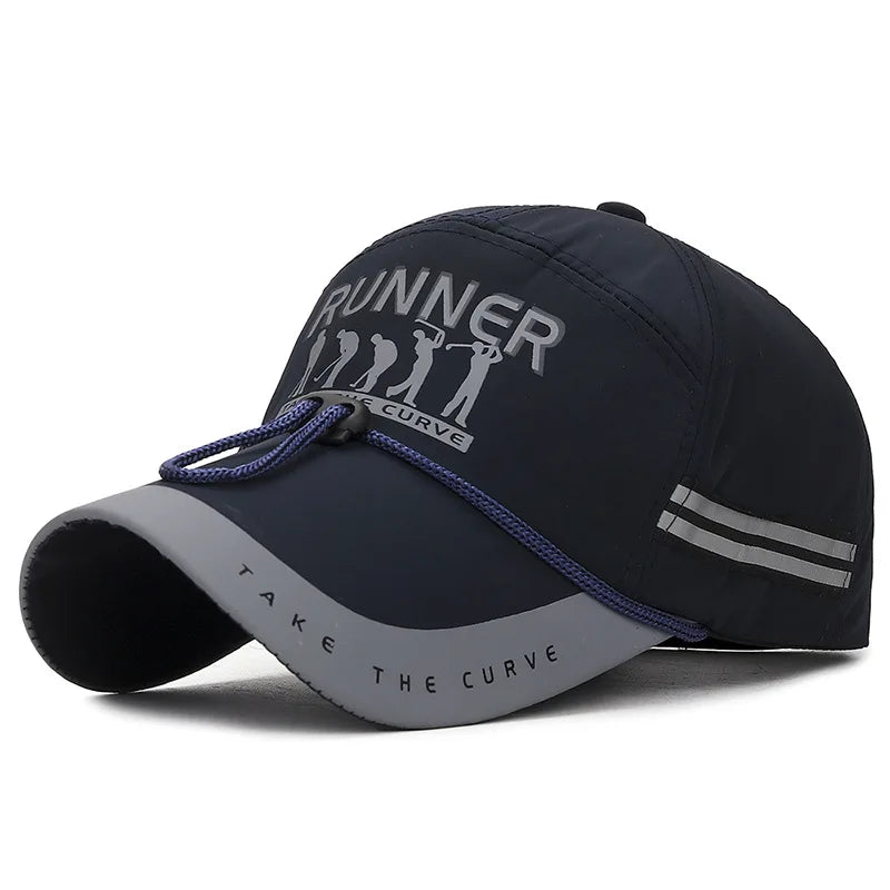 Cappellino da uomo con visiera a punta, regolabile, traspirante, sportivo, a tesa larga, con protezione solare, cappellino da baseball per uomo, cappellino alla moda da ragazzo, cappellino snapback
