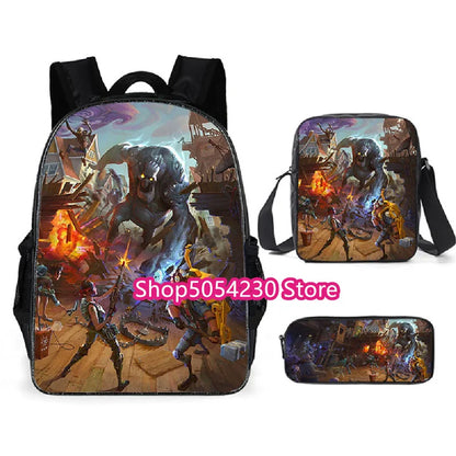 Mochila Fortnited 3PCS para Rapazes, Victory Game, 16 Polegadas, Resistente à Água, Mochila Pré-Escolar, Mochilas Escolares Fixes para o Ensino Básico