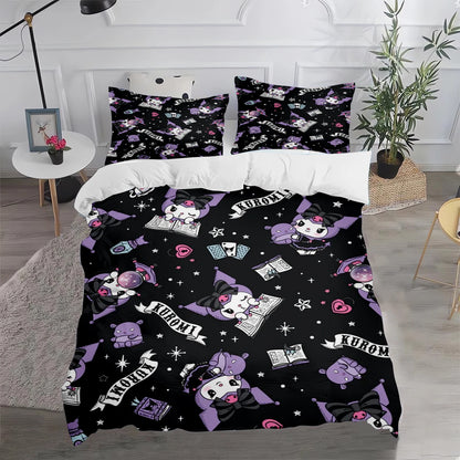 Kuromi Duvet Cover Cute Pillowcase Bedding Set Adult Boy Girl Bedroom Decoration Children Gift Single Double Large Size