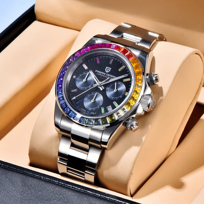 Zegarek męski PAGANI DESIGN – model z kolorowymi tarczami, luksusowy zegarek kwarcowy na rękę, chronograf wyposażony w mechanizm