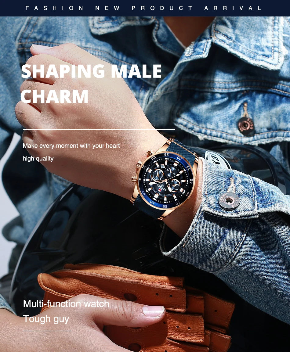 REWARD Men's Watches 81011M Sports Silicone Quartz Men's Watch Waterproof Calendar Chronograph Luminous Watches Men