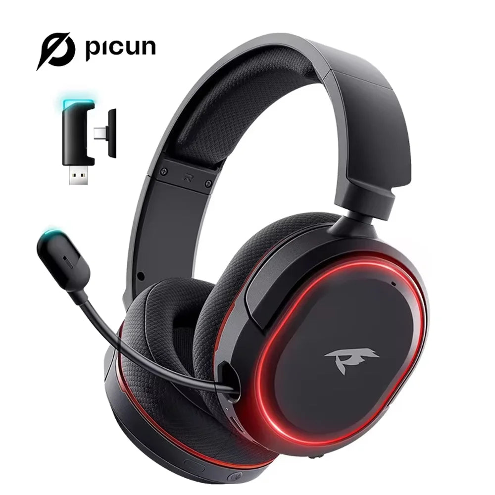 Picun G2 Wireless Gaming Headset Bluetooth 5.3 – 7.1 Surround Sound, 5ms Low Latency Gaming Headphones with ENC Microphone for PC, PS5, PS4, Switch & Mobile