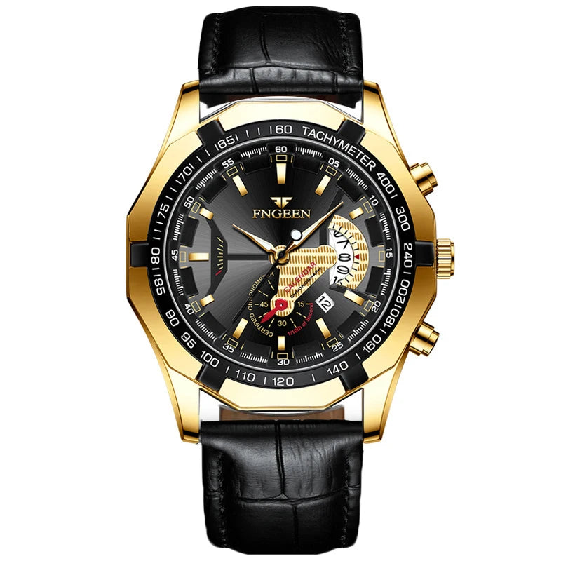 BINBOND luxury quartz wristwatch for men, luminous, water-resistant, automatic date, stainless steel