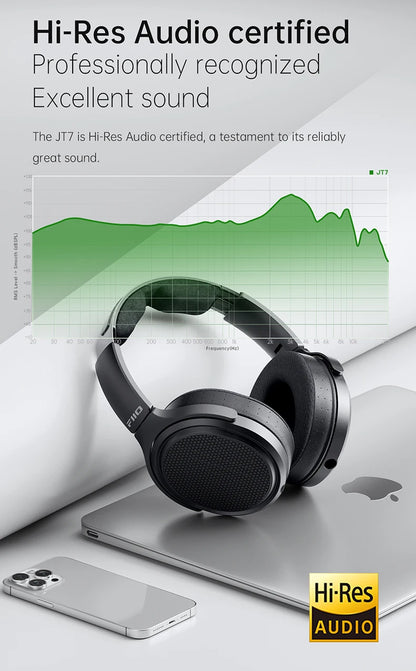 Auriculares audiófilos magnéticos planares FiiO JT7 – Auriculares HiFi con cable circumaurales con transductor de 95x86mm, diadema ajustable y cable de 4.4mm/3.5mm
