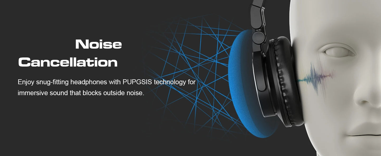 PUPGSIS Studio Headphones Professional DJ Wired Headphones 40kHz Hi-Res Stereo Recording Monitor Headset with 50mm Driver