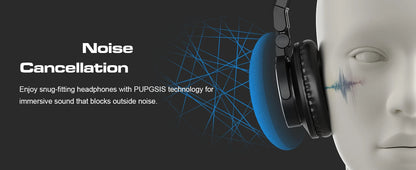 PUPGSIS Studio Headphones Professional DJ Wired Headphones 40kHz Hi-Res Stereo Recording Monitor Headset with 50mm Driver