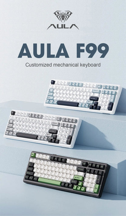 AULA F99 Wireless Mechanical Keyboard Tri-Mode Hot Swappable Custom Keyboard Gasket Structure for PC/Tablet/Xbox/PS4/PS5