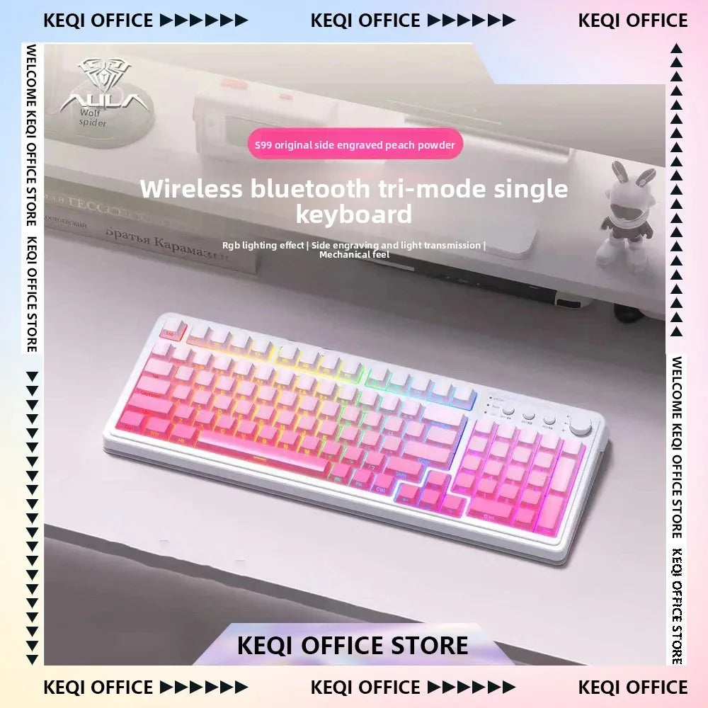AULA S99 Keyboard 3-Mode Wireless Bluetooth Wired RGB Ergonomic 99-Key Typing Mute Gaming Keyboard Custom PC Accessories Gifts