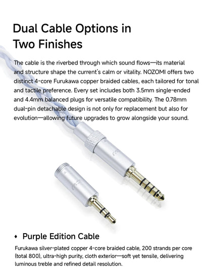 CVJ NOZOMI Wired Hybrid Earphones 2DD+1PD Triple Driver In-Ear Monitors, Planar Magnetic Earbuds with Interchangeable Faceplates for Music & Gaming