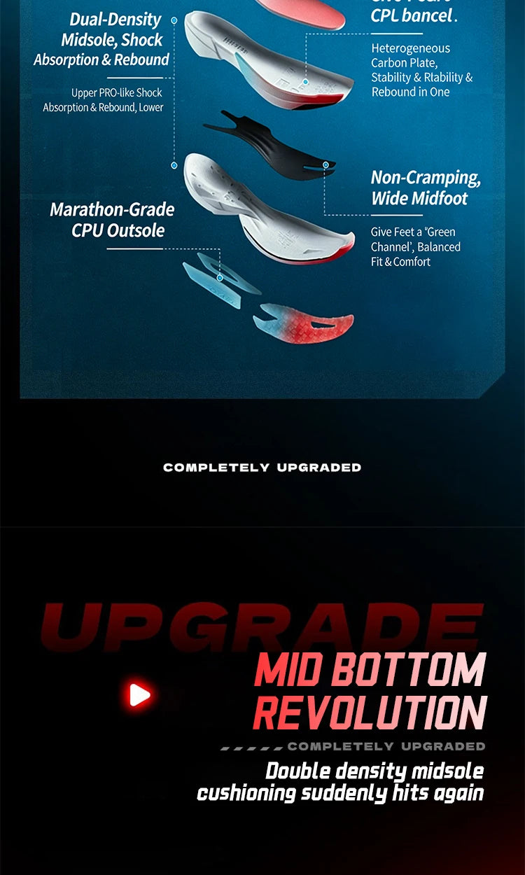 QIAODAN WIND 4PRO Chaussures de marathon à semelle en carbone pour homme - Baskets de course professionnelles - Chaussures de sport de course à pied respirantes QDB023262291