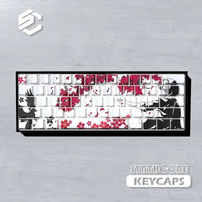 Capuchons de touches Sakura Raven Cherry, gravés sur le côté, translucides, en PBT, 129 touches, pour claviers mécaniques Wooting 68/84/87/104.