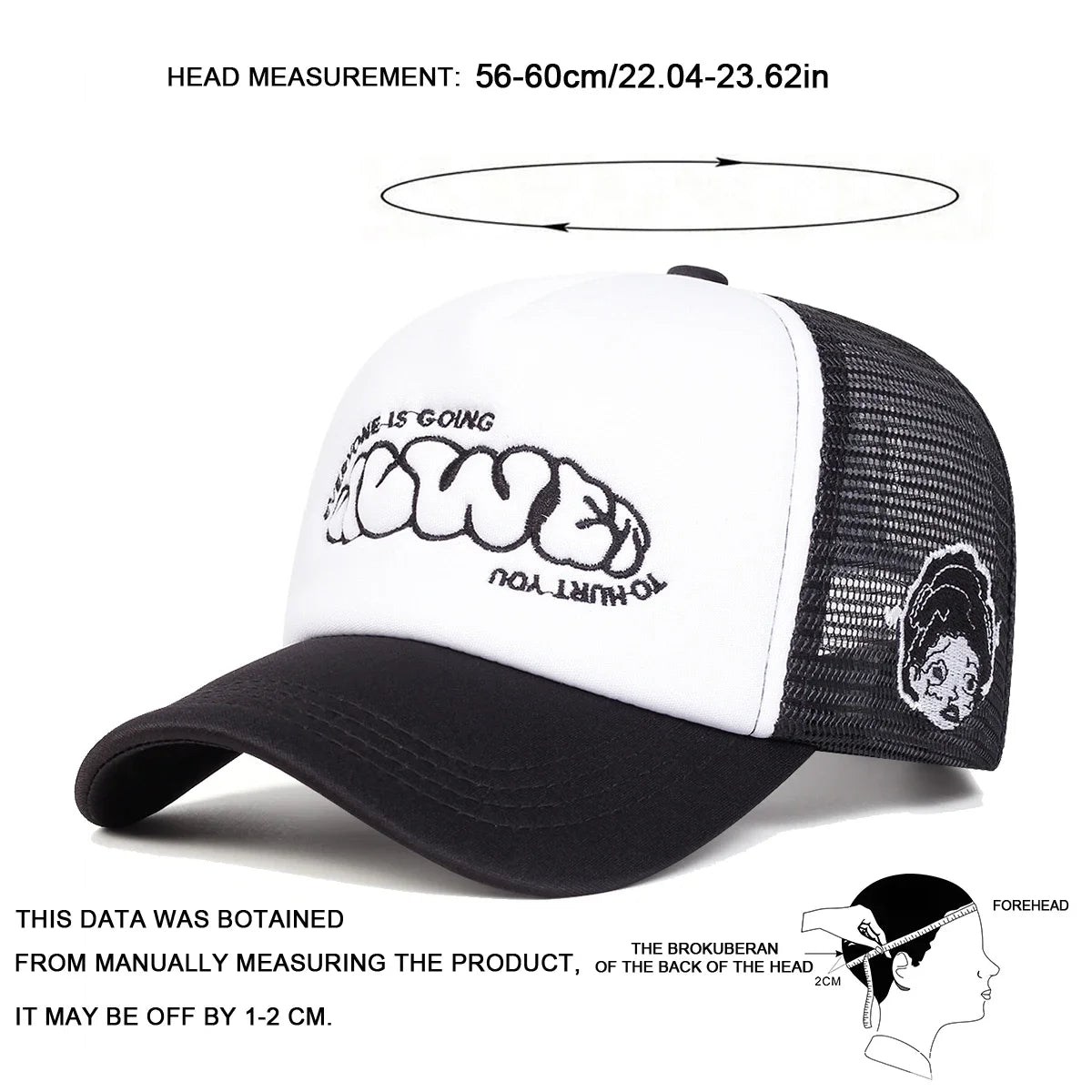Unisex EVERYONE IS GOING Letter Embroidery Baseball Net Caps Adjustable Casual Hats Spring and Summer Outdoor Sunscreen Hat