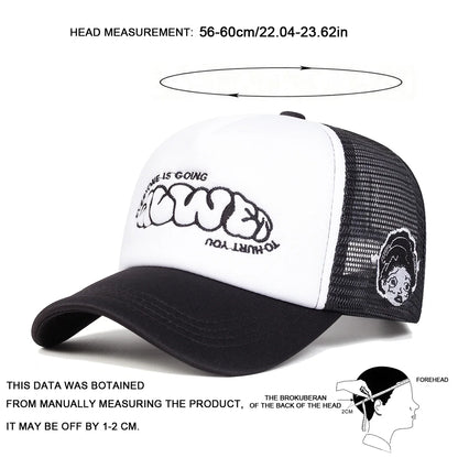 Unisex EVERYONE IS GOING Letter Embroidery Baseball Net Caps Adjustable Casual Hats Spring and Summer Outdoor Sunscreen Hat