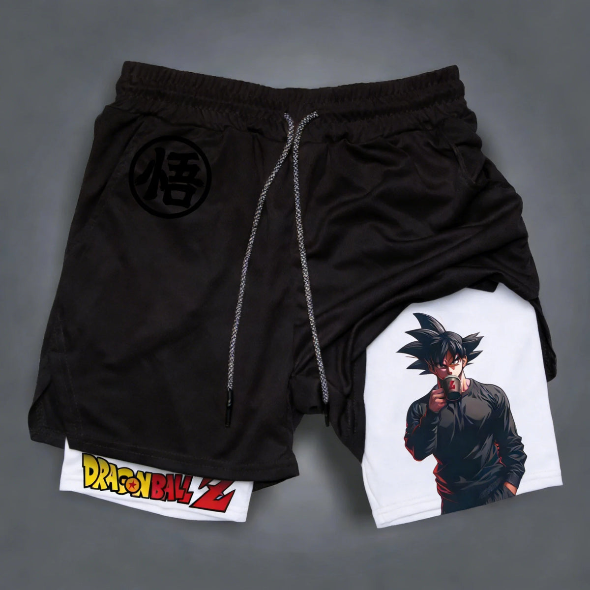 Dragon Ball Summer Son Goku Herre-træningsshorts i to lag, løs pasform, til løb og træning, afslappede bukser