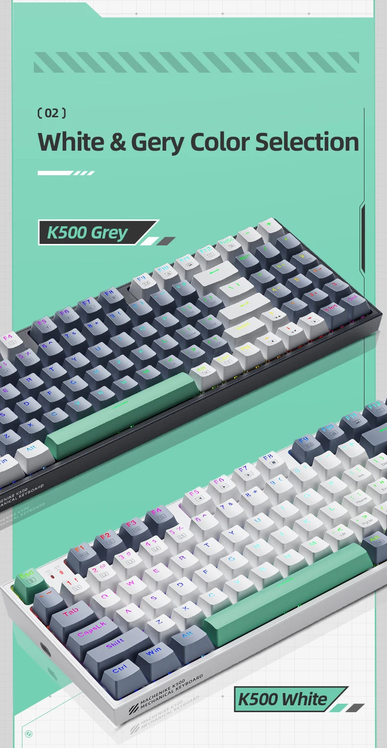 MACHENIKE K500-B94 Mechanical Keyboard Wired Gaming Keyboard, 94-Key Hot Swappable RGB Mechanical Keyboard with PBT Keycaps, Compact 90% Gaming Keyboard for PC & Laptop