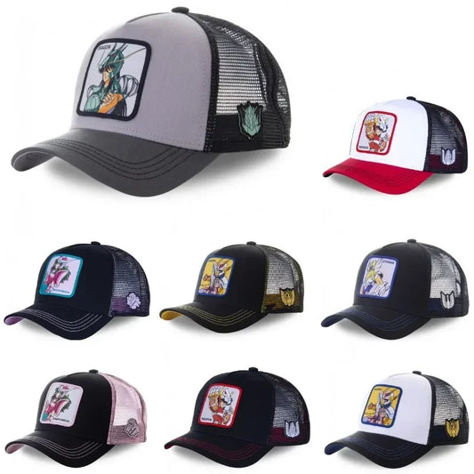 Saint Seiya Cotton Anime Cartoon Snapback Cotton Baseball Cap Men Women Hip Hop Dad Mesh Trucker Hat Dropshipping