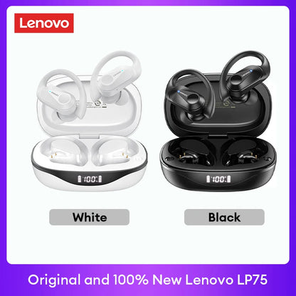 Lenovo LP75 TWS Bluetooth 5.3 Wireless Earphones – LED Display, Noise Reduction, Waterproof True Wireless Earbuds with Microphone & Deep Bass Sound