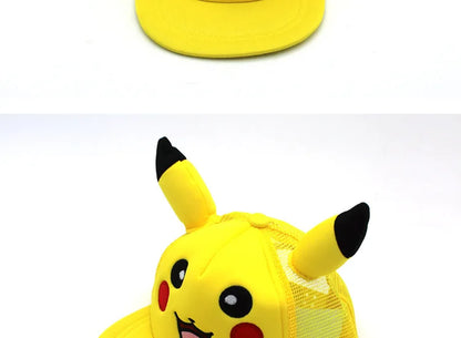 Cartoon Pikachu Cosplay Baseball Hat with Ears Cute Pokemon Baseball Cap for Adults Kids Costume Party Gift