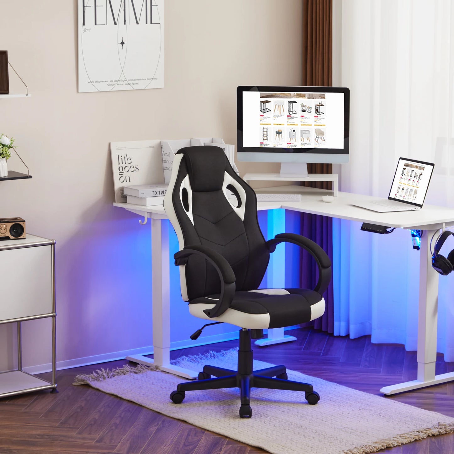 WOLTU Ergonomic Gaming Chair High Back Office Computer Chair with Adjustable Height, 360° Swivel, Reclining Tilt, Racing Style Executive Desk Chair