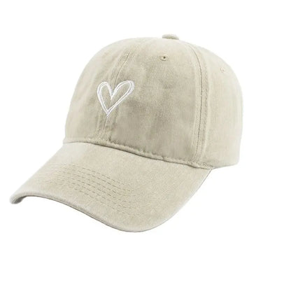 Cappellini da baseball sportivi e alla moda per uomo e donna con ricamo a forma di cuore, cappellino snapback in cotone lavato, modello “Dad Hat”
