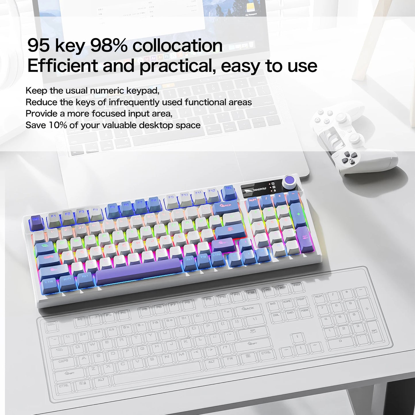 SMAILWOLF SK15 Laptop Gaming Wired Mechanical Keyboard Full Key Rollover Customized in Spanish