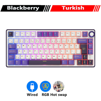 RK R75 Royal Kludge Wired Mechanical Keyboard 80 Keys 80% Gasket RGB Backlit Hot-swappable Gaming Keyboard with MDA PBT Keycaps